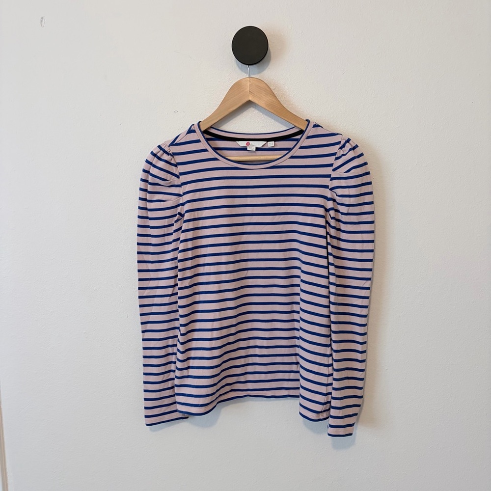 Boden Pink and Navy Striped Long Sleeve Top